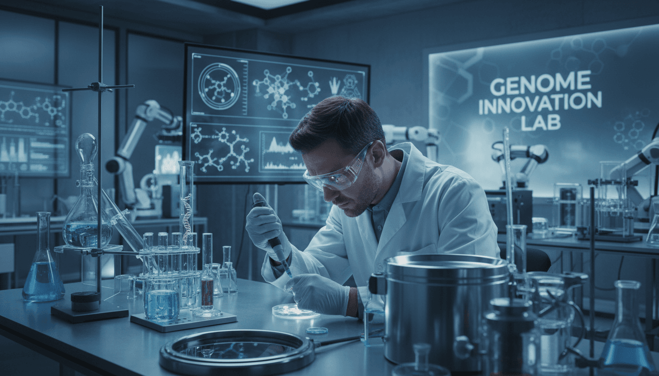 Scientist conducting advanced biotechnology research in a modern laboratory setting