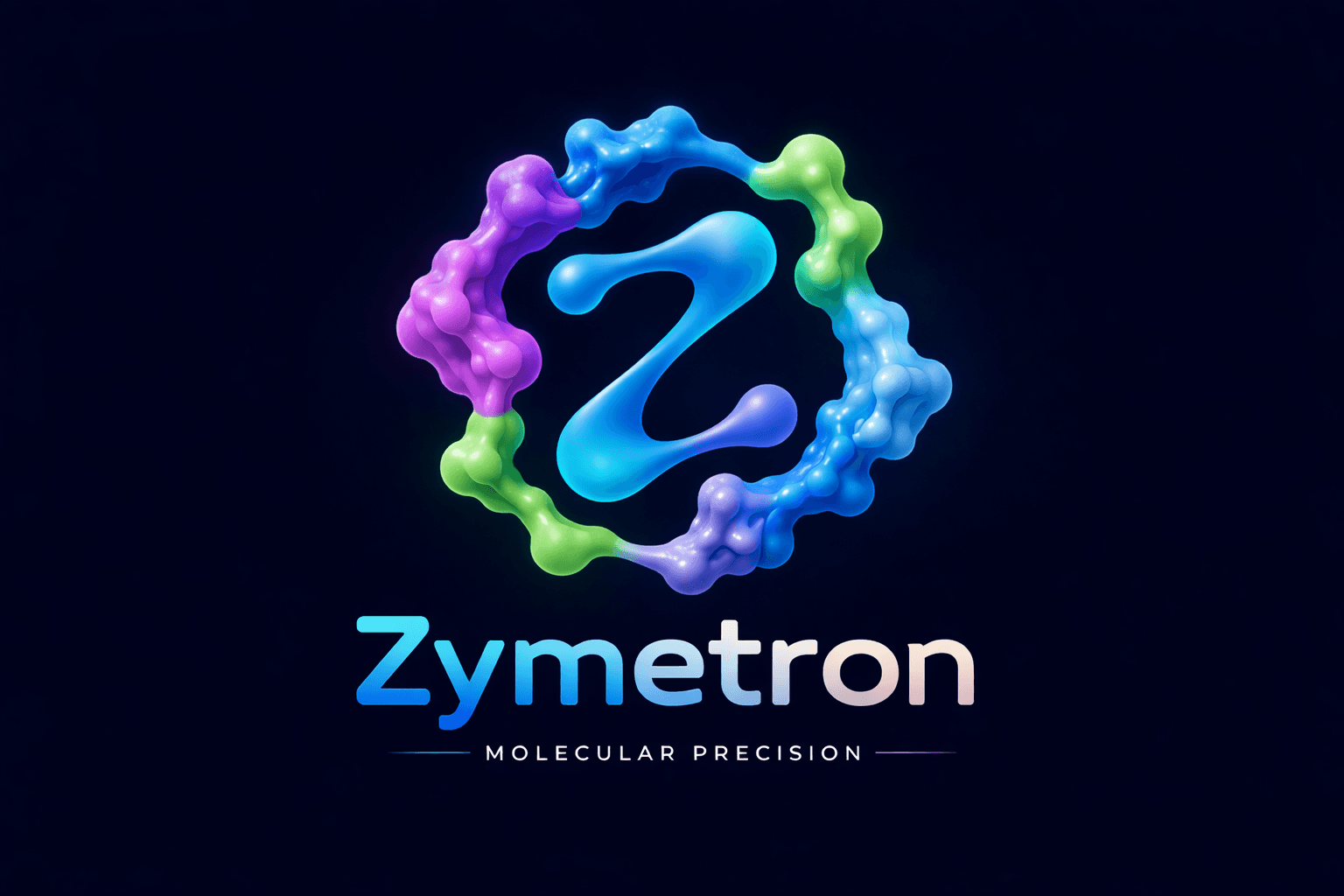 Zymetron logo featuring a blue molecular Z inside a vibrant, colorful ring on dark background.